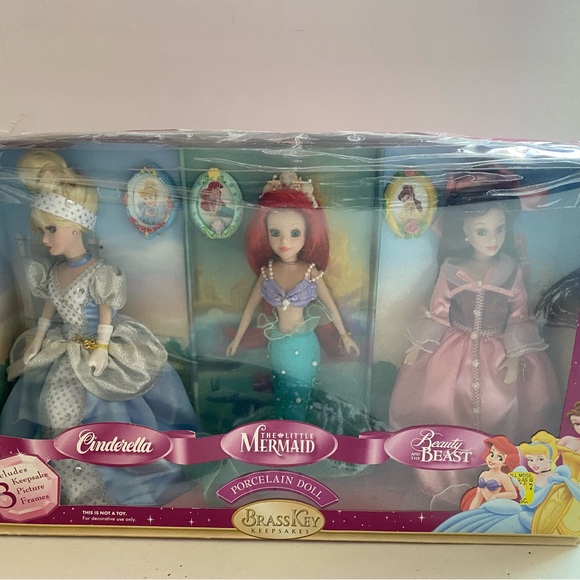 Disney Princess Porcelain Dolls Beauty Beast Little Mermaid...